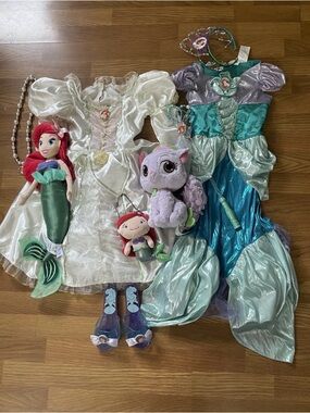 Disney Little Mermaid Ariel Dress Up Plush & Accessory Lot Wedding